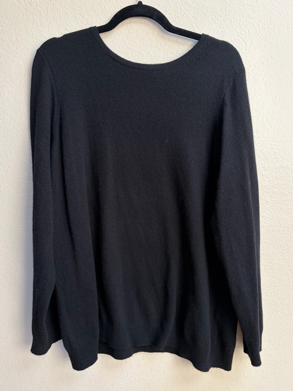 Charter Club Cashmere Wool Blend Sweater Womens 2X Black Crew Neck Long Sleeve